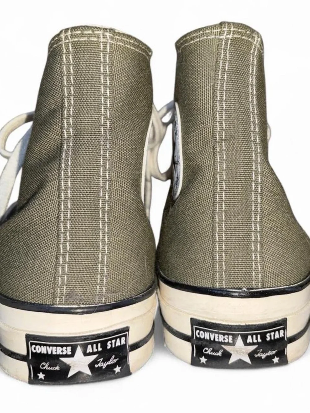 khaki green converse high tops